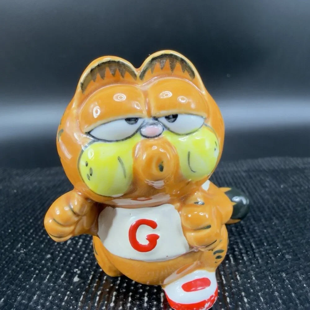 Vintage 1980s Enesco Whistling Jogging Running GARFIELD Ceramic‎ Figurine Small